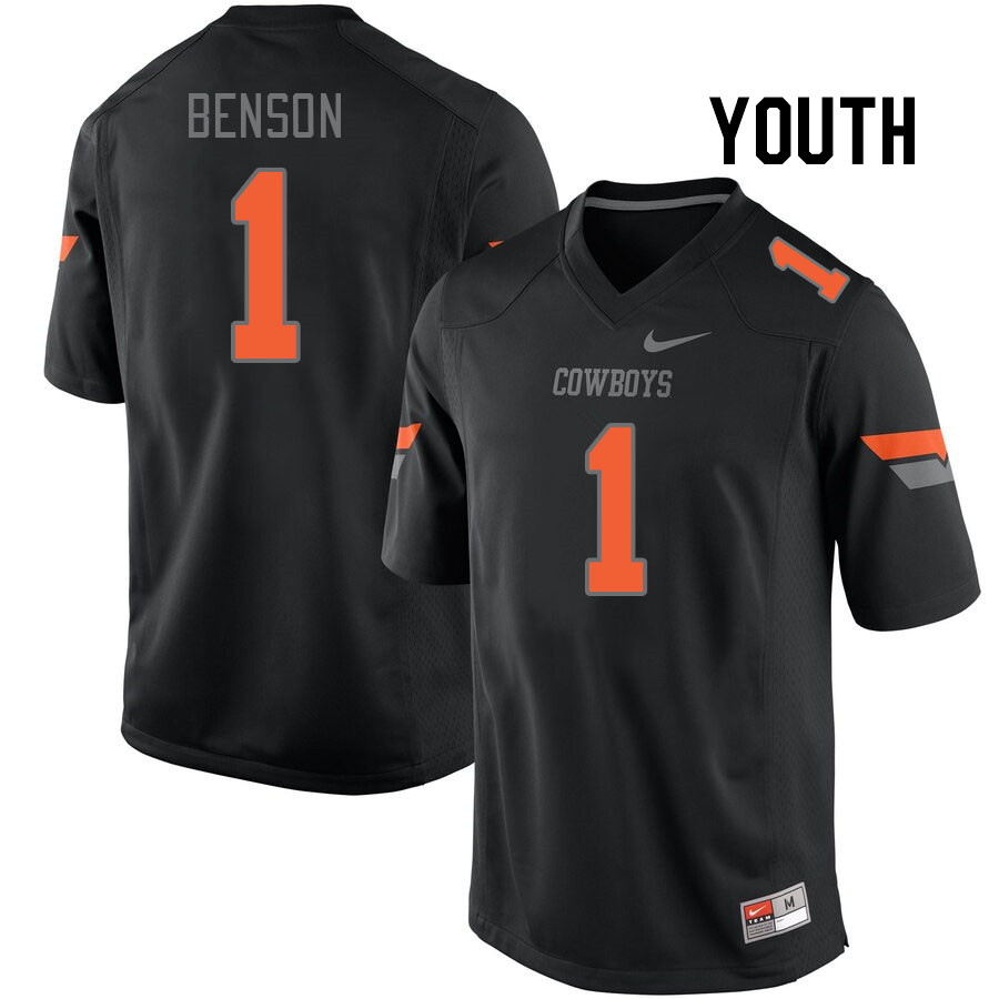 Youth #1 Xavier Benson Oklahoma State Cowboys College Football Jerseys Stitched-Black